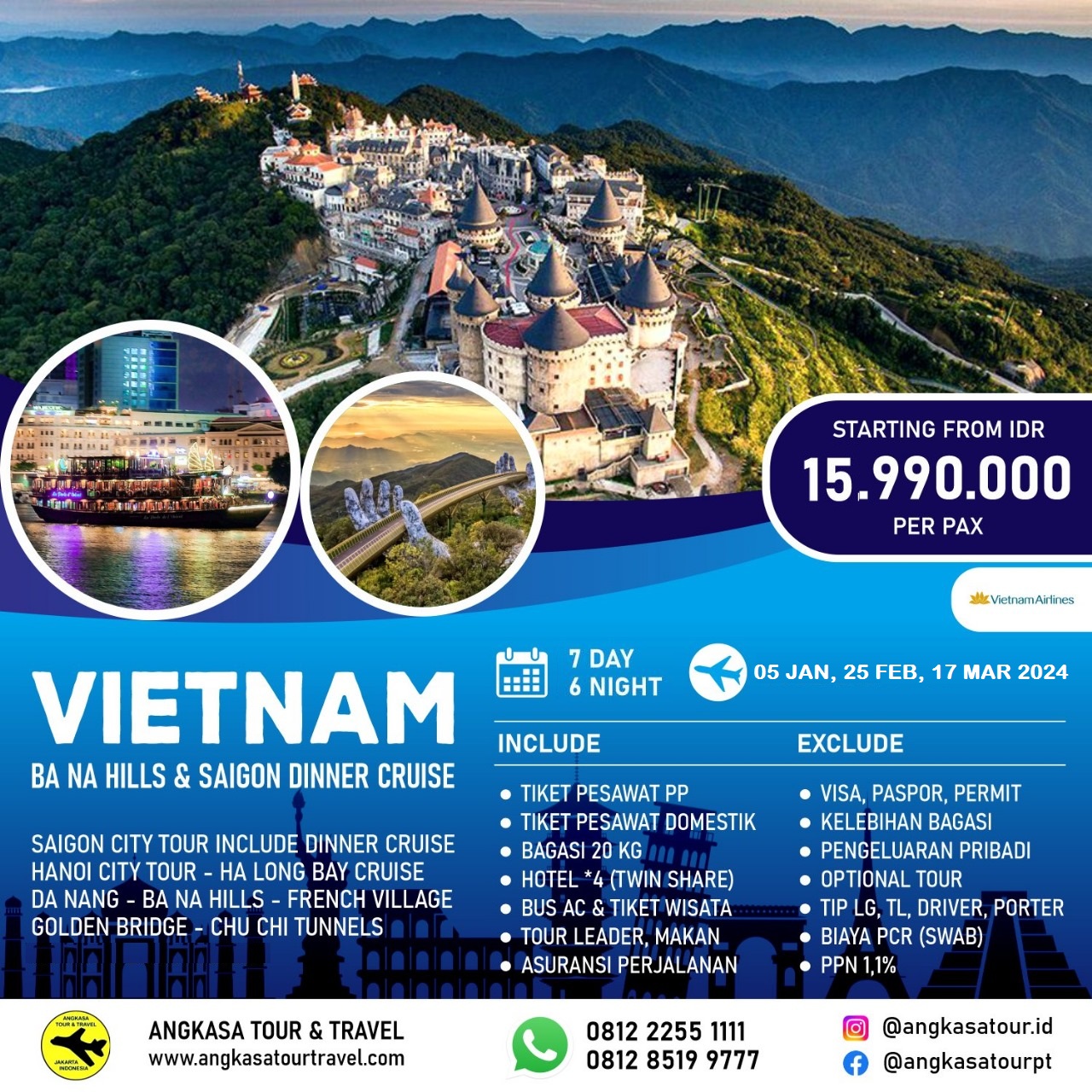 GDAY VIETNAM + BA NA HILLS & SAIGON DINNER CRUISE BY VIETNAM AIRLINES